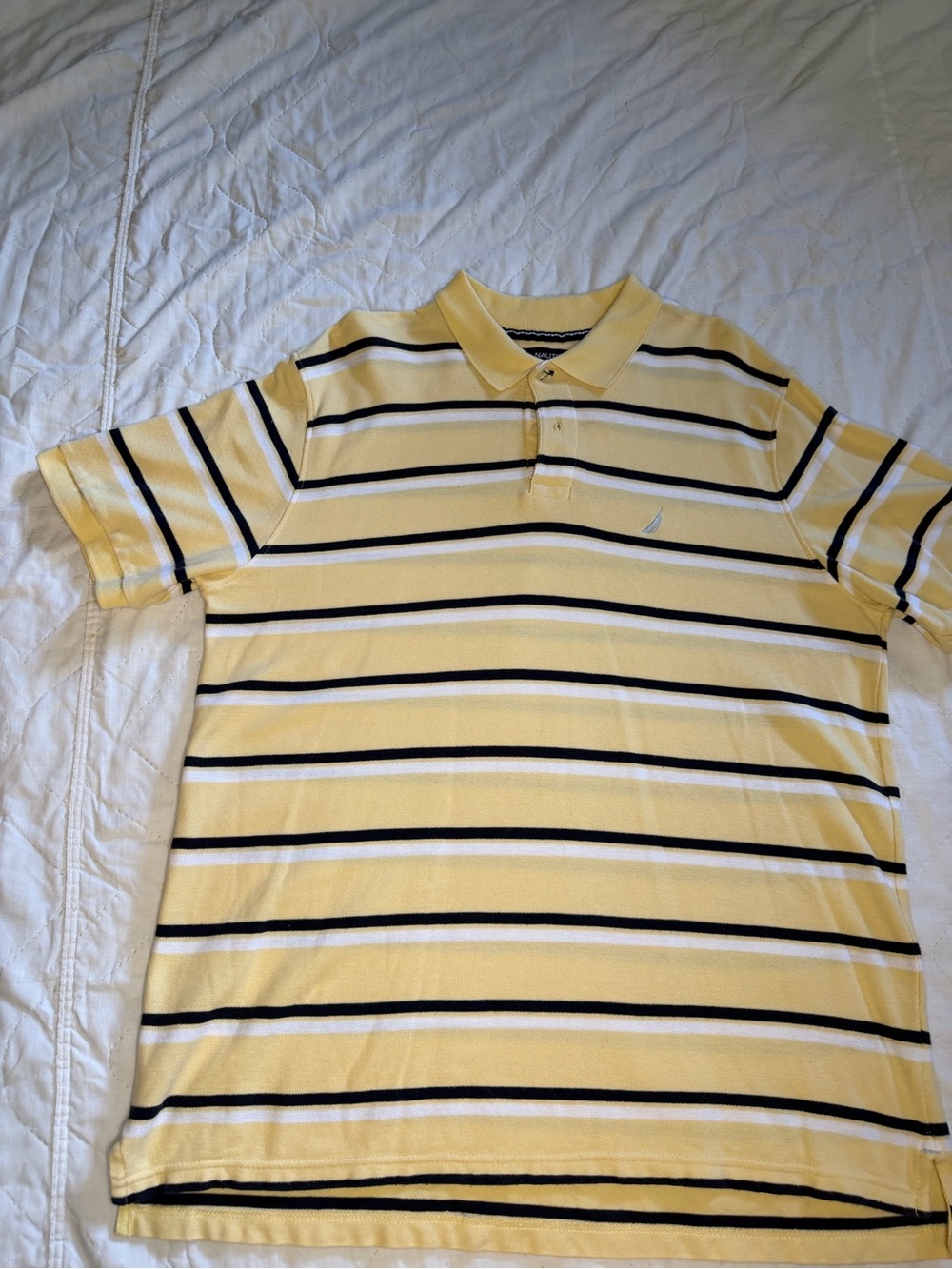 Nautica Yellow and Black Striped Polo
